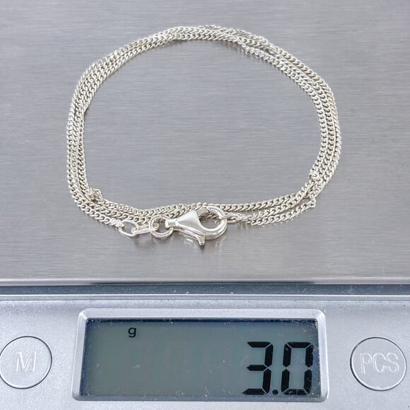 Curb Link Necklace | Vintage Sterling Silver 925 Chain | 18" - Picture 3 of 3